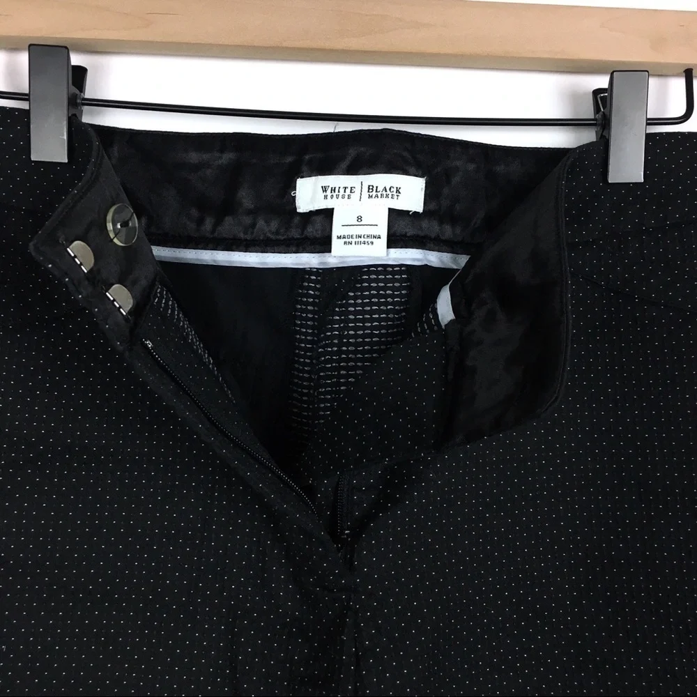 WHITE HOUSE BLACK MARKET Shorts Bermuda Knee Length Swiss Dots Minimalist Size 8